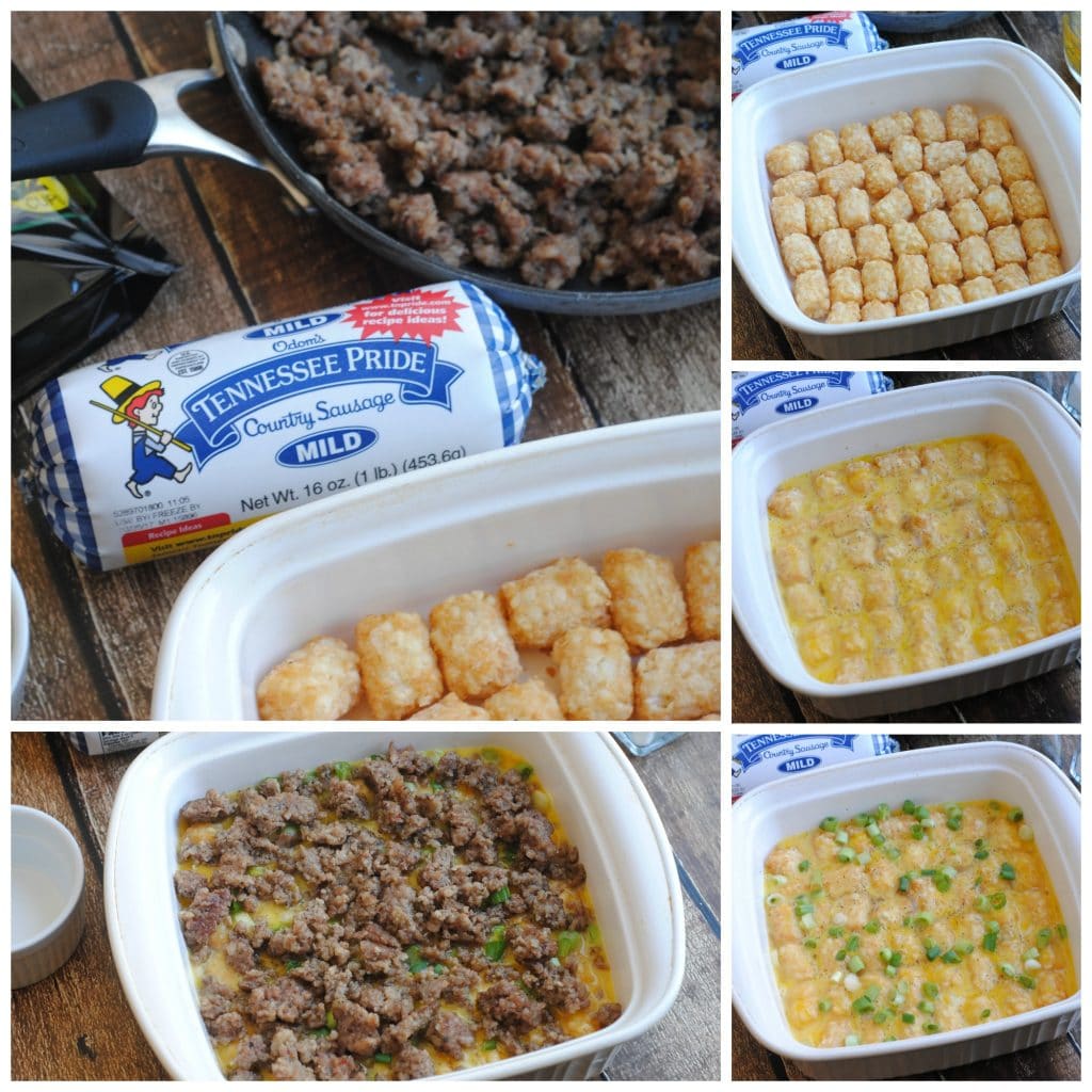 This sausage & tator tot breakfast casserole is perfect for weekend mornings!