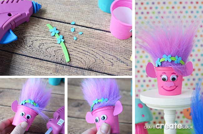 Reuse K-Cups to make Poppy and Branch Trolls Party Favors and fill with candy!