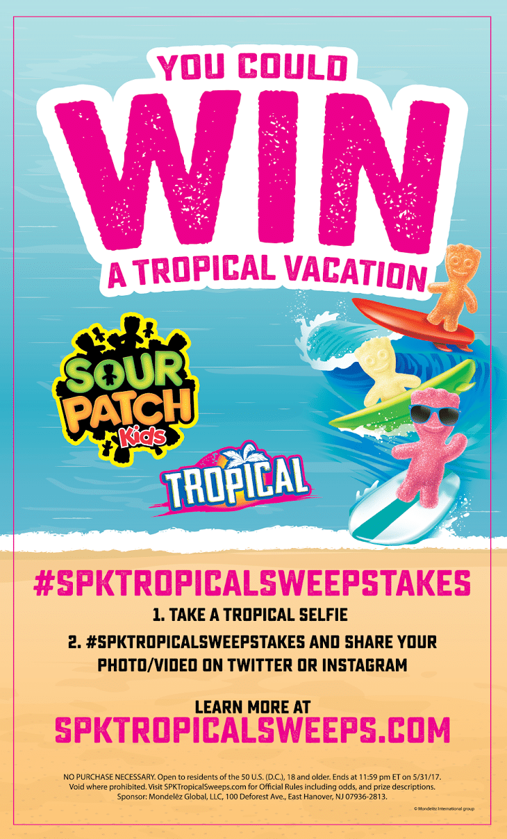 Enter to win a Tropical Vacation in the Sour Patch Kids Sweepstakes!