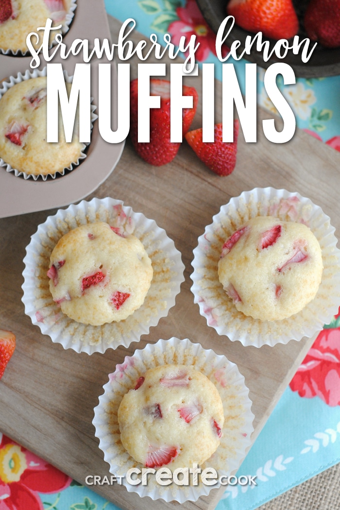 Strawberry Lemon Muffins combine fresh strawberries and lemon zest for a delicious grab and go breakfast or a quick snack!