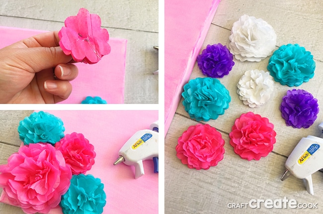 Our Tissue Paper Flower Mother's Day Canvas is a perfect DIY Mother's Day gift.
