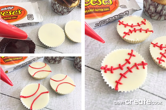 These Reese's White Chocolate Home Run Baseball Cupcakes are sure to be a big hit.