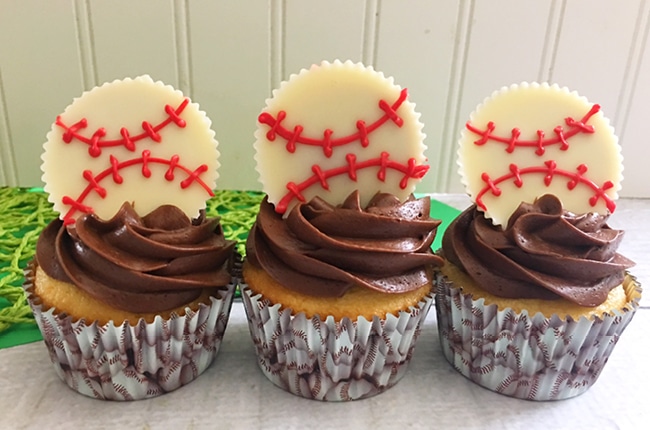 These Reese's White Chocolate Home Run Baseball Cupcakes are sure to be a big hit.