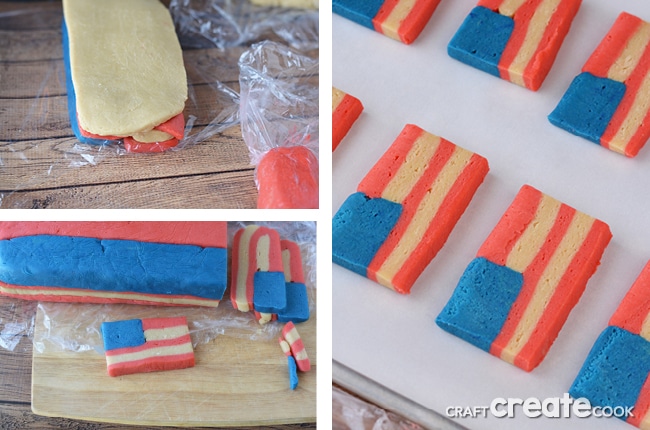 Slice and bake American Flag Sugar Cookies are easier than traditional cut-out sugar cookies!