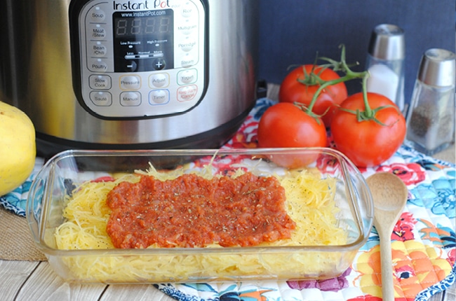 Create a healthy meatless meal using your instant pot and spaghetti squash.