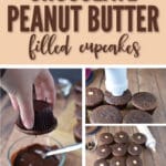 These chocolate peanut butter cupcakes have a tasty surprise inside!