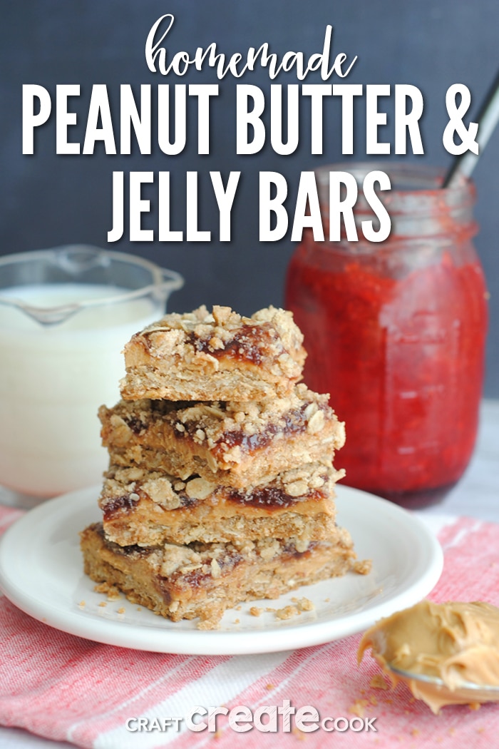 These homemade peanut butter & jelly bars are perfect for an easy on the go breakfast or yummy after snack!