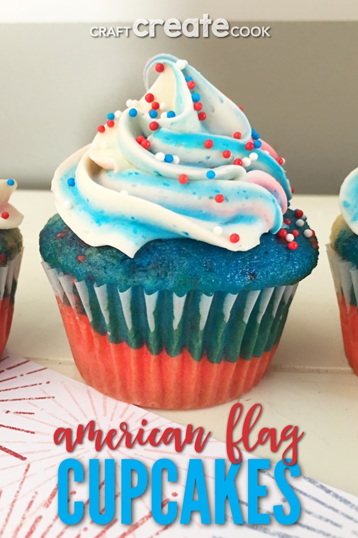 Our Easy American Flag Cupcakes are so festive and delicious, you'll want to make them for your 4th of July dessert!