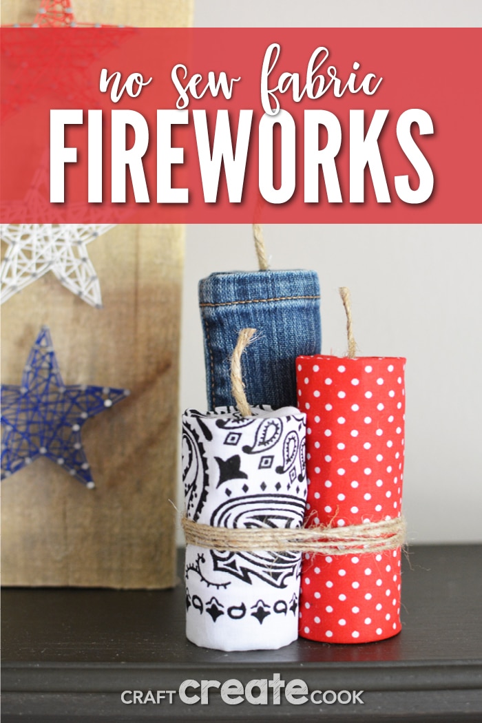 My no sew fabric firework craft is a quick and easy project to add some patriotism to your home decor.