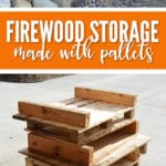 Make your own firewood storage using pallets to keep wood dry for your next family bonfire!