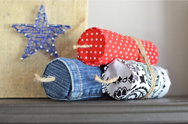 My no sew fabric firework craft is a quick and easy project to add some patriotism to your home decor.