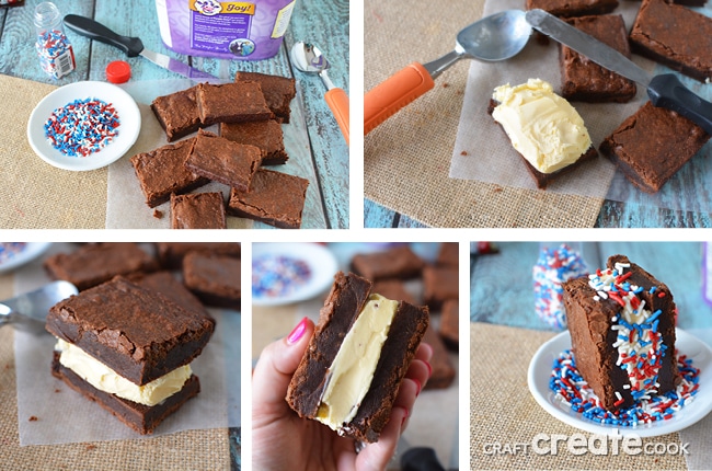 Brownie Ice Cream Sandwiches are easy to make and great for your next summer gathering.