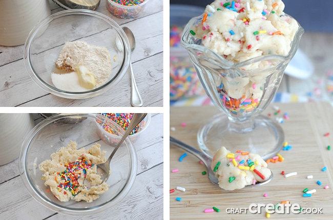 This eggless rainbow sugar cookie dough is the perfect sweet treat!