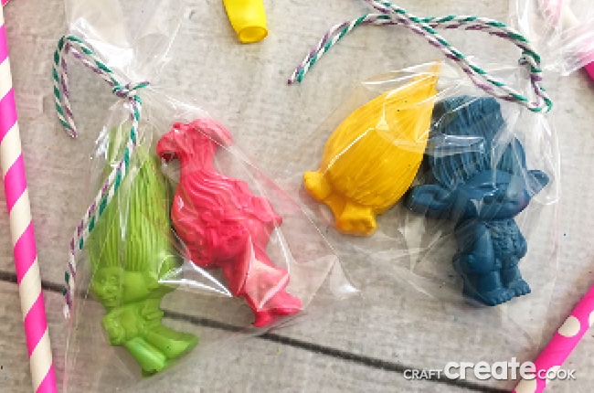 Our Make Your Own Trolls Crayons are full of happiness and rainbows.