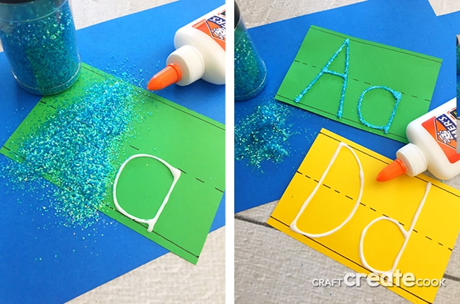 These DIY Glittered Alphabet Flashcards are the perfect craft to get your kids learning their letters.