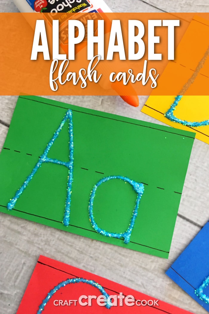 These DIY Glittered Alphabet Flashcards are the perfect craft to get your kids learning their letters.