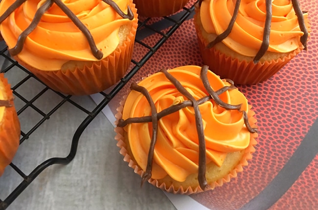 These Easy Basketball Cupcakes will make any sports Birthday party a ball.