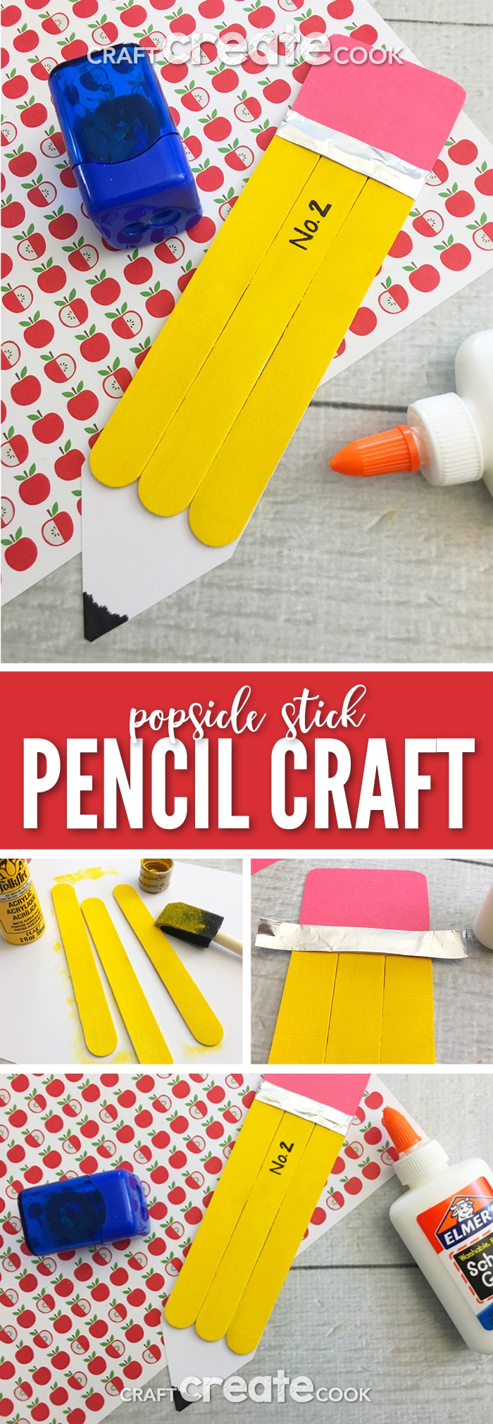Popsicle Stick Pencil Craft for Kids Craft Create Cook