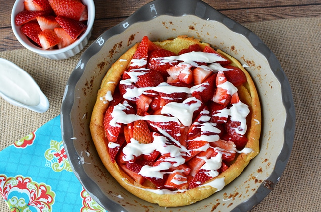 Make 2 batches of this Strawberries & Cream Pancake recipe because your family will be asking for seconds.