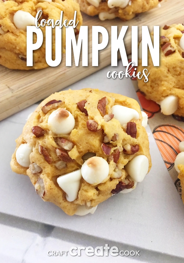 These Soft and Chewy Loaded Pumpkin Cookies are perfect with a cup of coffee on a chilly fall day.