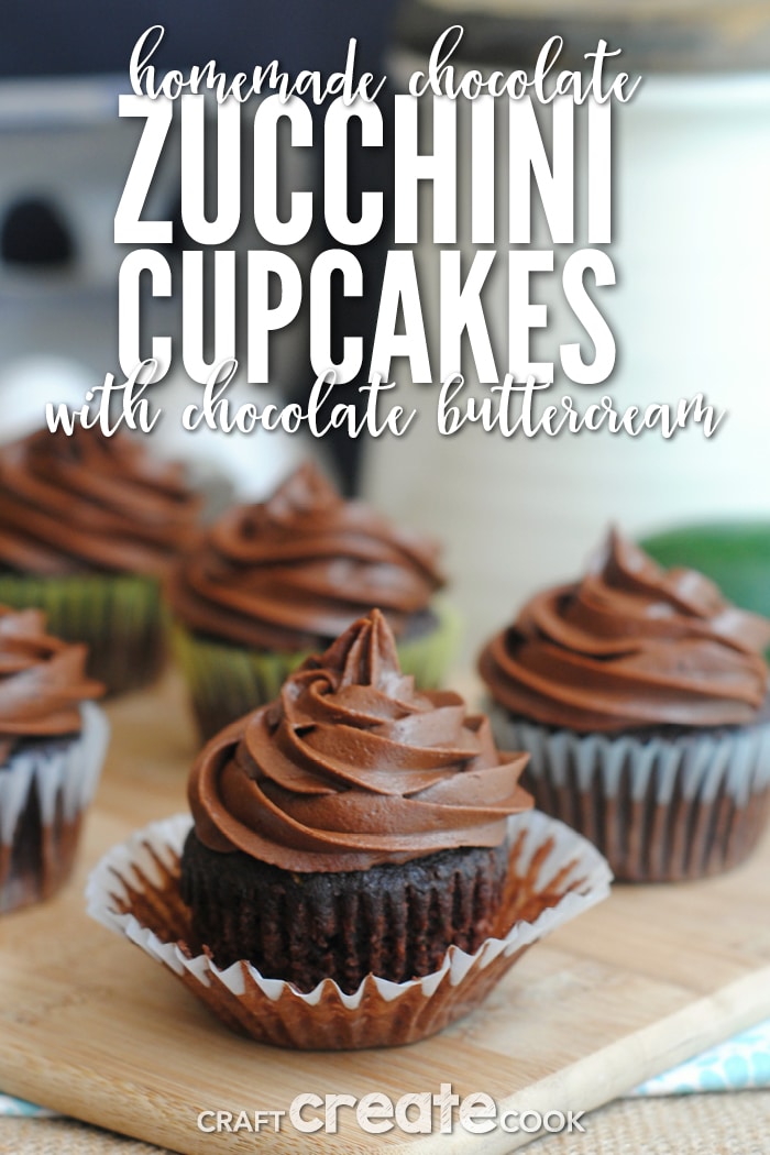 These chocolate zucchini cupcakes with buttercream frosting are so delicious, you won't know there is zucchini in them!