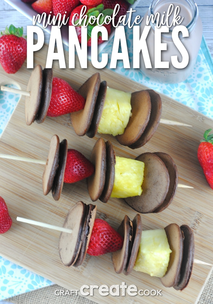 Mini chocolate milk pancakes are fun to make and eat!