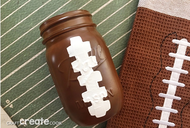 Our Football Mason Jars are perfect for any football party or tailgate.