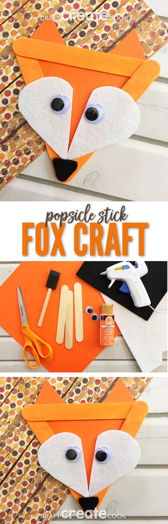 Popsicle Stick Fox Craft Craft Create Cook