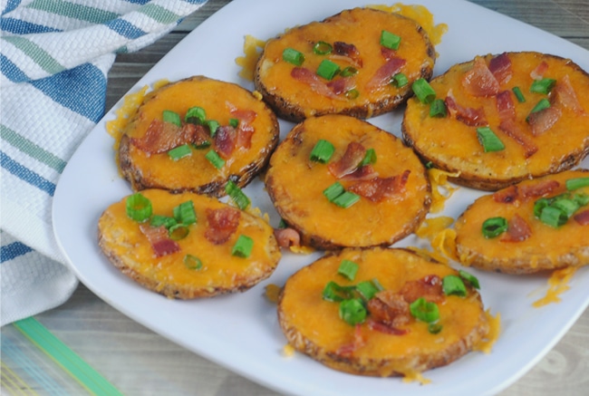Loaded Potato Slices are the perfect appetizer or snack for game day!