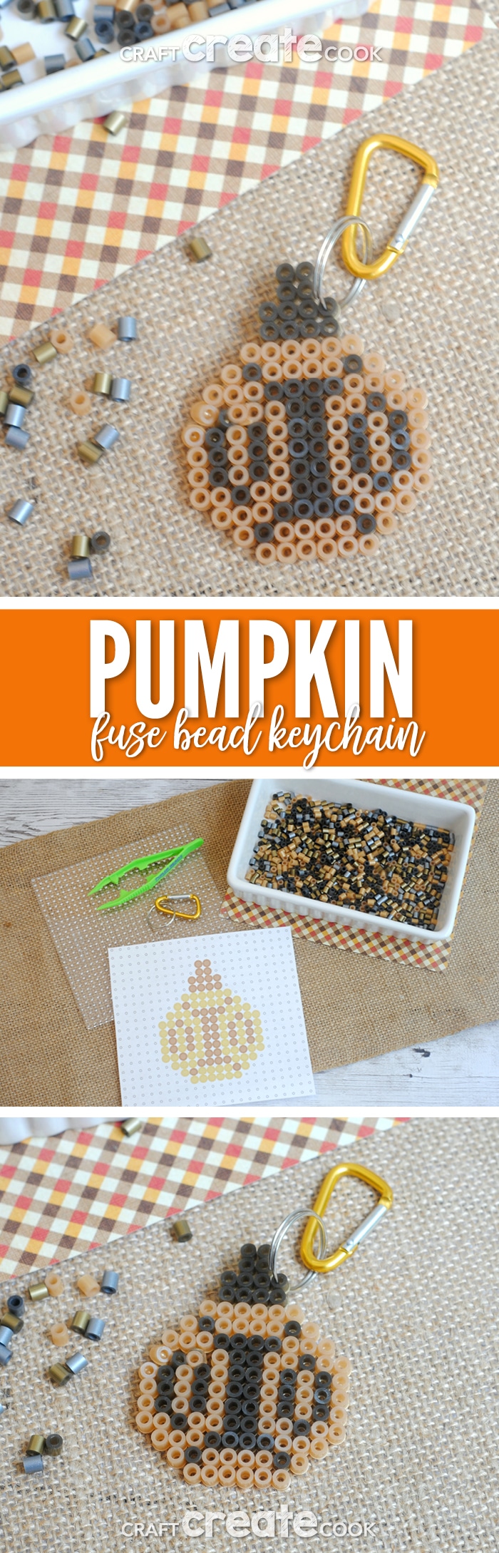 DIY Fuse Bead Pumpkin Keychain Craft Create Cook