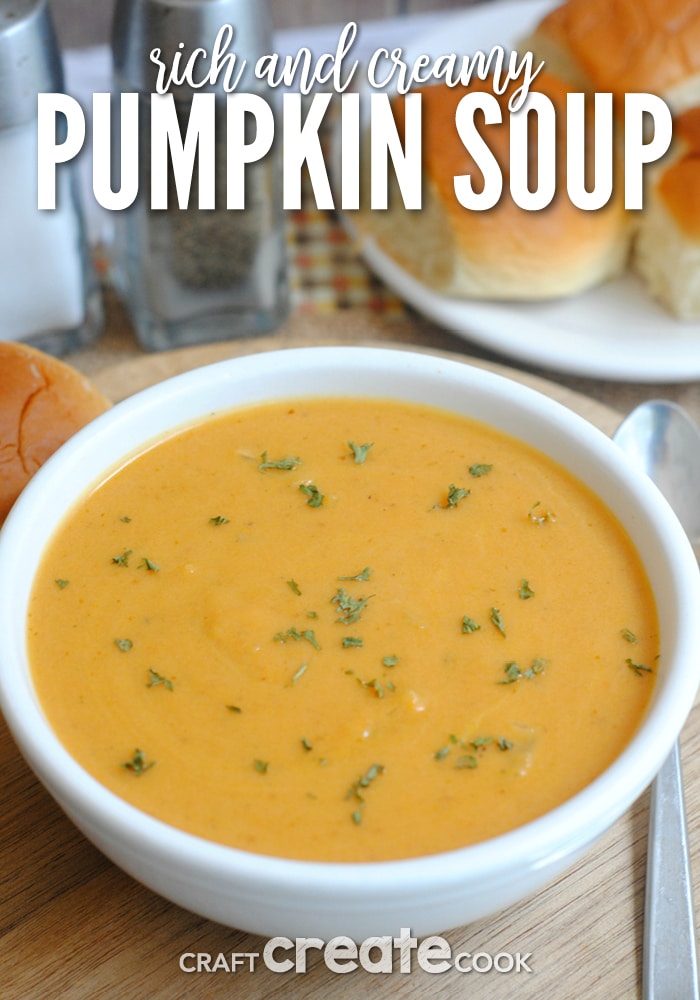 This amazing rich & creamy pumpkin soup is perfect for cooler days!