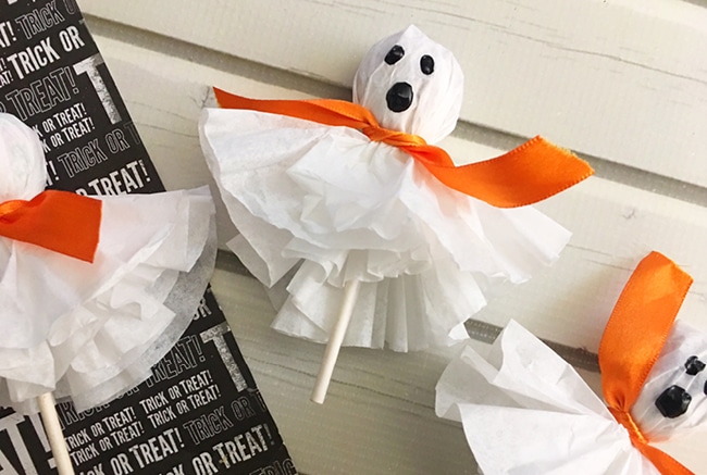 These Coffee Filter Ghost Suckers are so easy to make and great for Trick-or-Treaters.