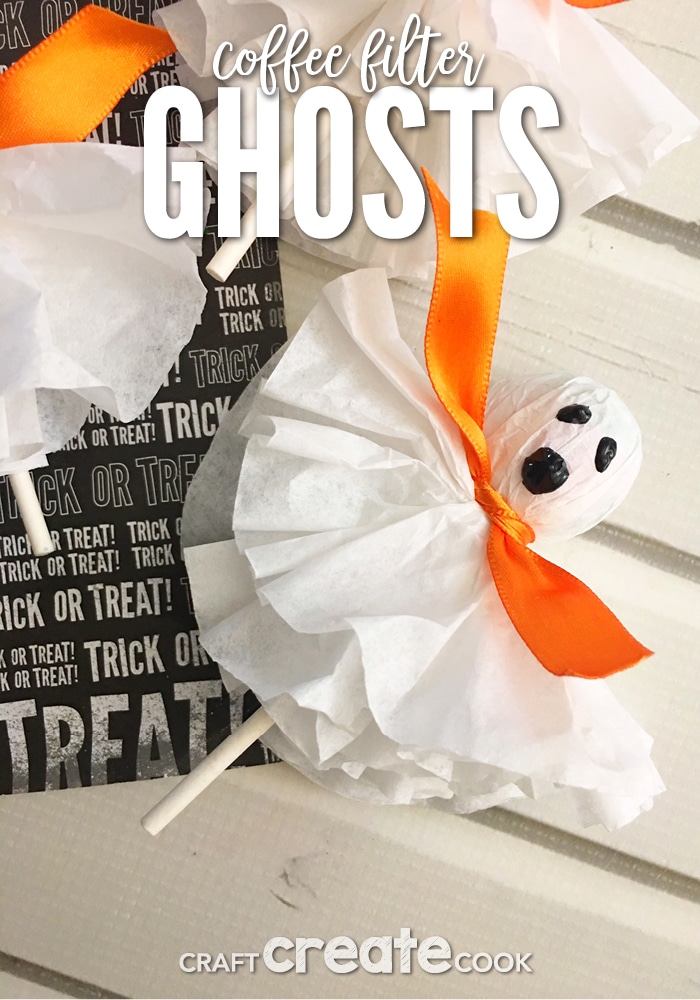 These Coffee Filter Ghost Suckers are so easy to make and great for Trick-or-Treaters.