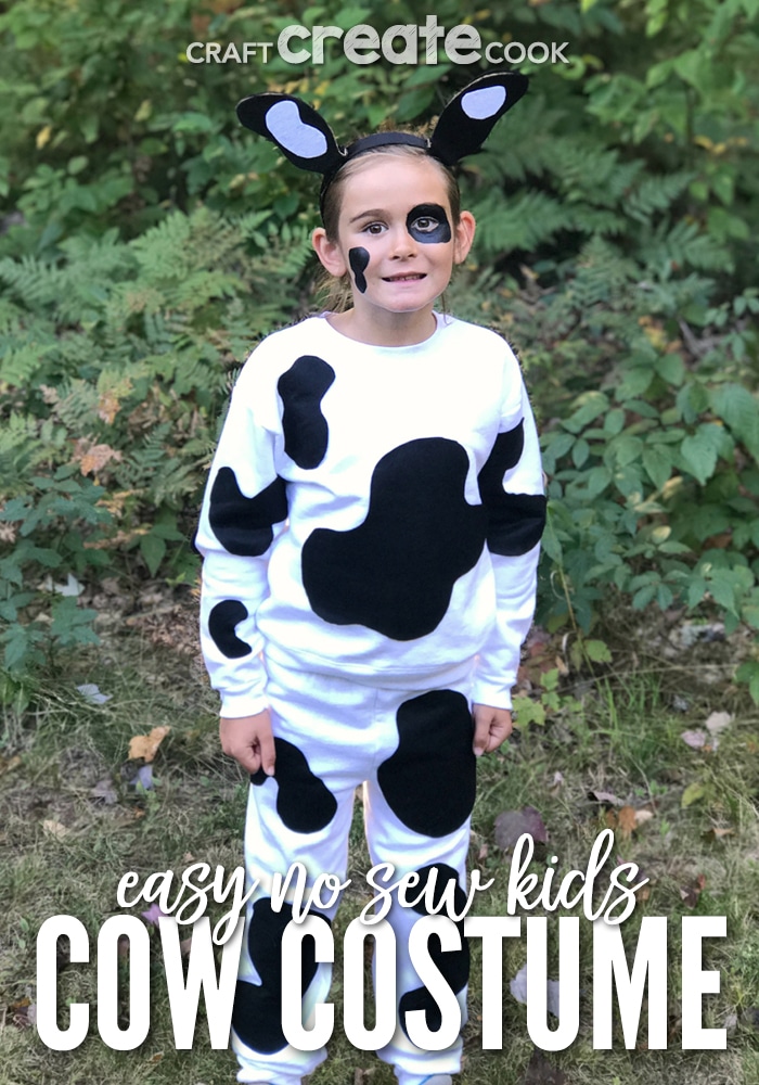 This No Sew Kids Cow Costume is easy to make and comes together in only a few hours!