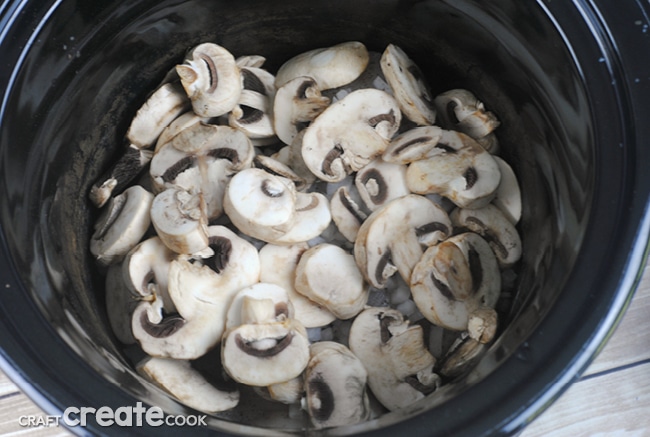 This slow cooker chicken & mushrooms recipe is perfect for a busy week night meal!