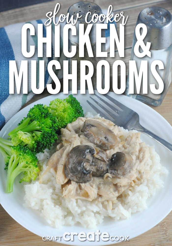 This slow cooker chicken & mushrooms recipe is perfect for a busy week night meal! 