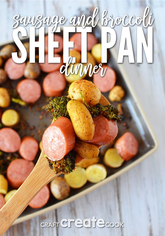My sausage and broccoli sheet pan dinner can be on the table in less than 30 minutes!