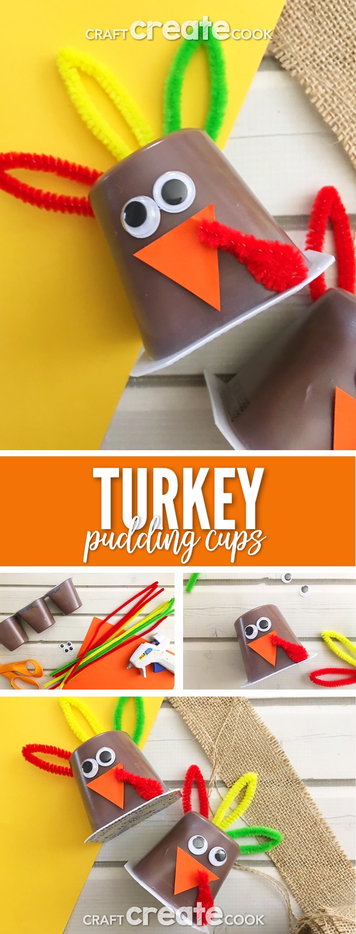 Turkey Pudding Cups for Kids - Craft Create Cook