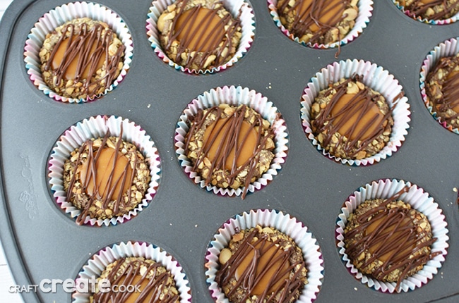 Caramel chocolate peanut butter no bake cookies are perfect for your next holiday cookie exchange.