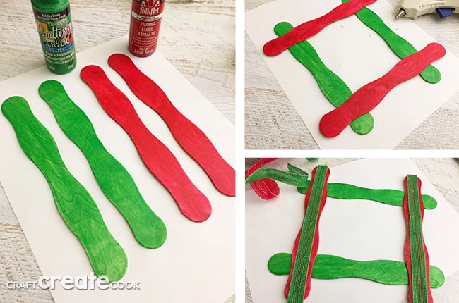 Our Craft Stick Christmas Ornament is easy to make and looks great on the Christmas tree or on top of gifts.