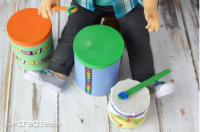 This easy-to-make American Girl Drum Set is perfect for Logan!