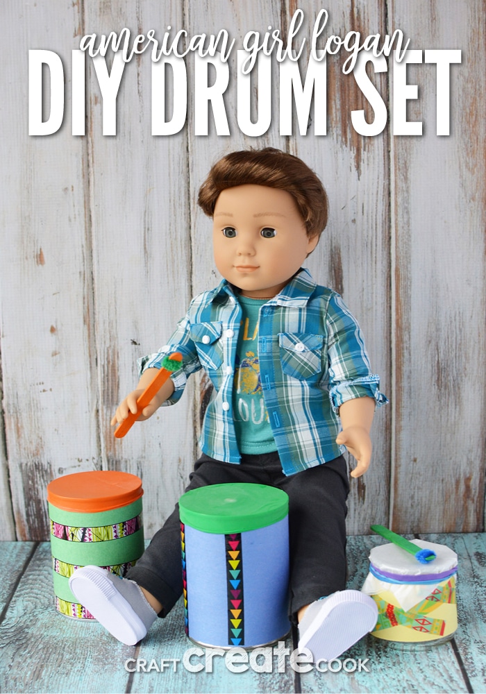 This easy-to-make American Girl Drum Set is perfect for Logan!