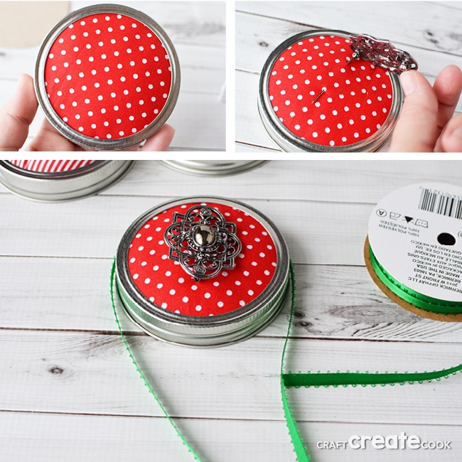 Mason jar ornaments are easy to make and each one is unique with an upcycled Holiday broach.