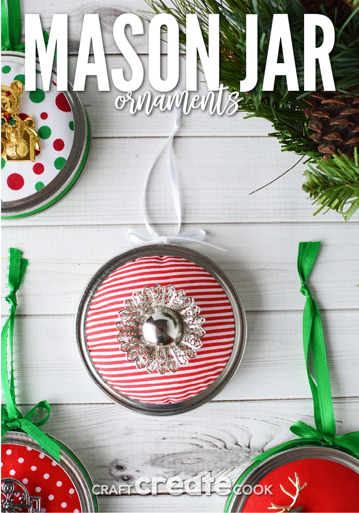 Mason jar ornaments are easy to make and each one is unique with an upcycled Holiday broach.