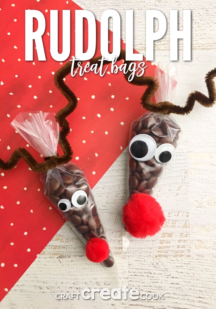 These Rudolph Treat Bags are filled with yummy chocolates and look like reindeer, now that's festive.