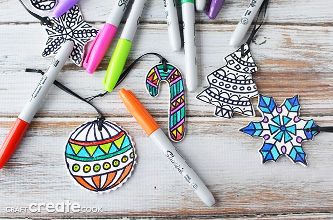 These color your own ornaments are a great Christmas project, or package them with some markers and give them as a gift!