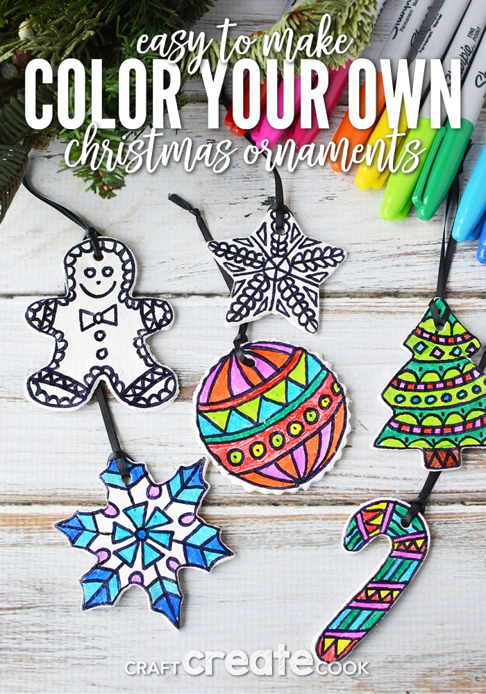 These color your own ornaments are a great Christmas project, or package them with some markers and give them as a gift!