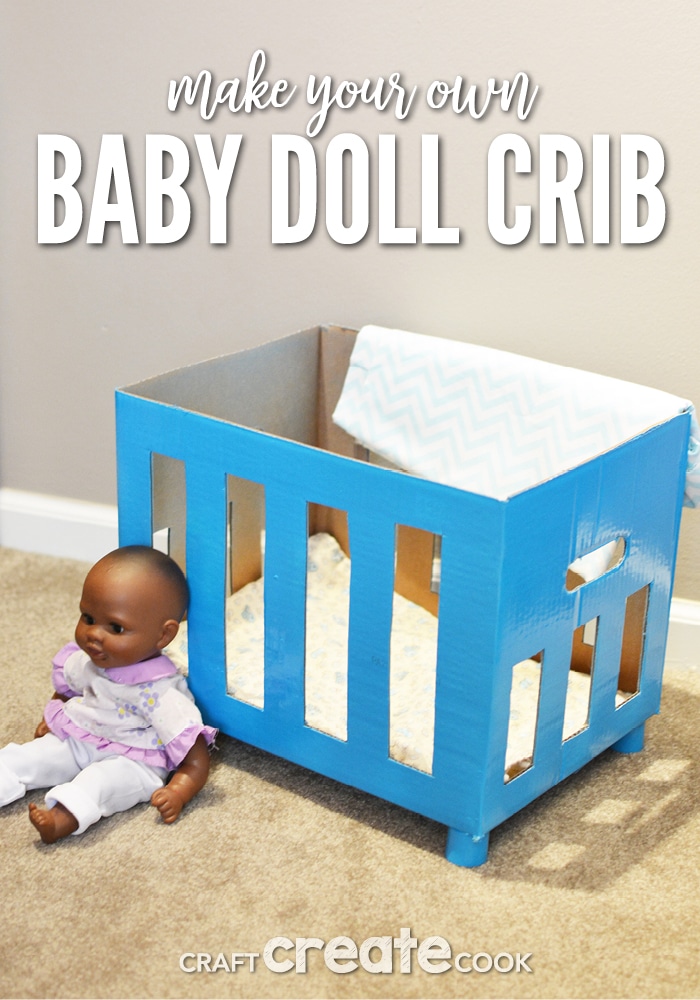 Reuse a box to create a DIY baby doll crib for hours of fun!