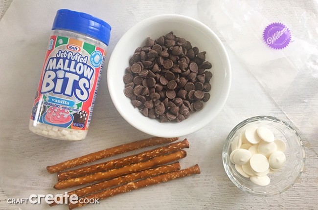 These Hot Chocolate Pretzel Rods taste just like a cup of hot chocolate with marshmallows.