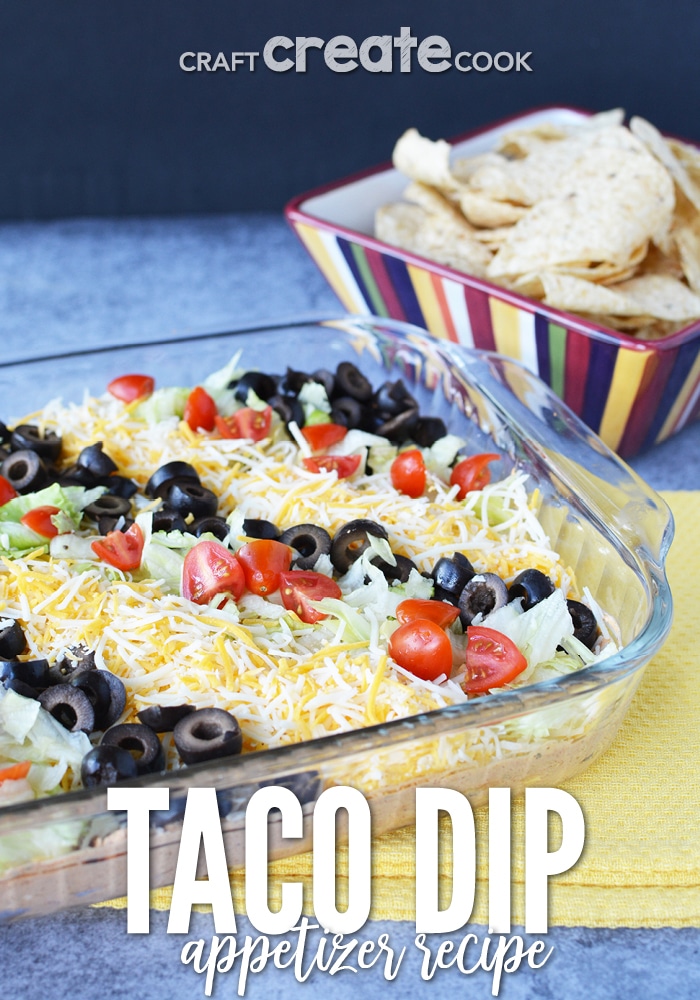 This taco dip recipe is best made the day before and will easily please a crowd!